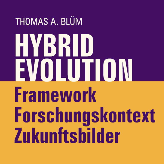 Grafik Hybrid Evolution mit Unterschrift Framework · Forschungskontext · Zukunftsbilder